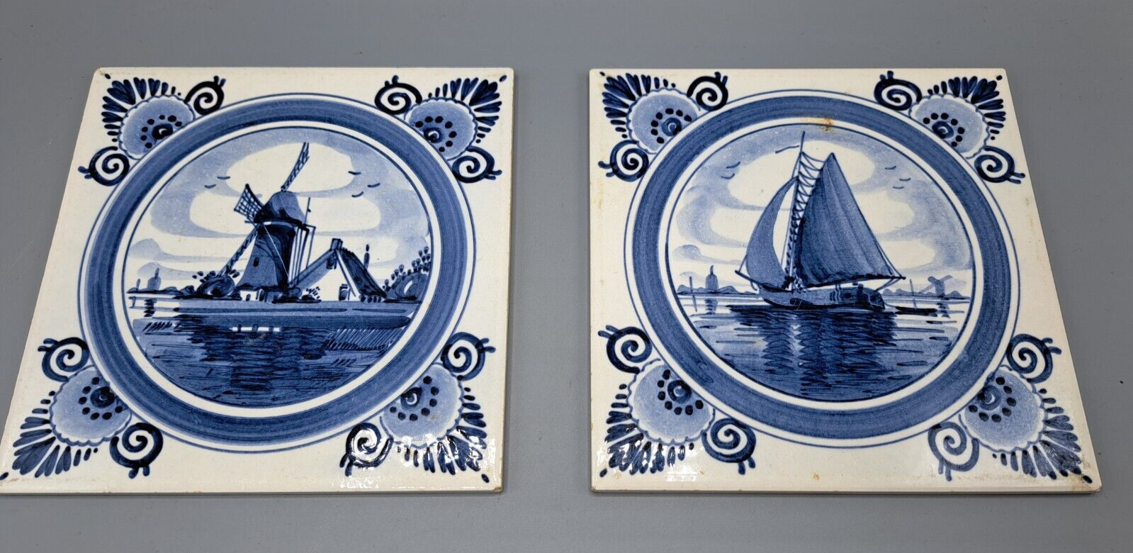 Delfts Holland Porzellan, Topfuntersetzer, 2 Stück, Fliese, 15cm